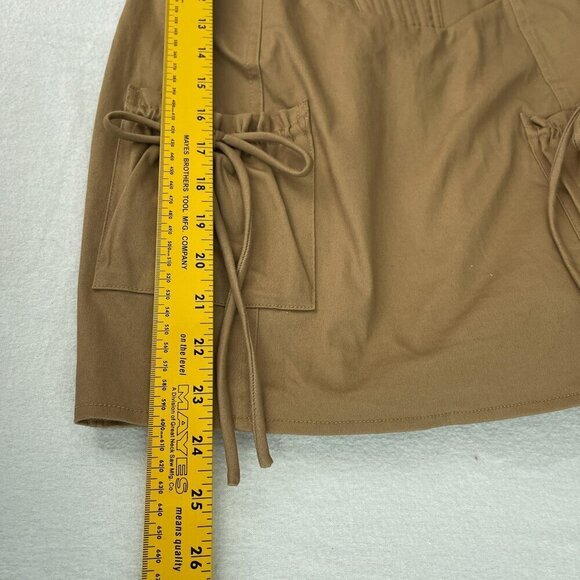 White Fox Strapless Corset Mini Dress Tan Brown Side Pockets Women’s Large NWT - Picture 9 of 11